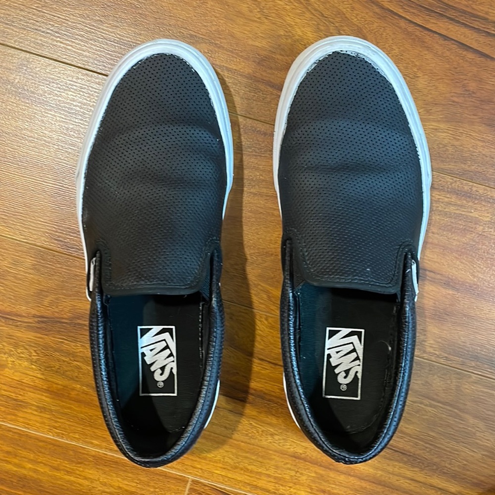 Vans Black Perforated Leather Slip-on Sneakers men’s 7 / women’s 8.5